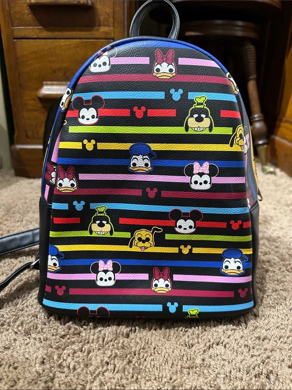 Funko Kids Mini Backpack with Multicolor Disney Tsum Tsum Stripe Print